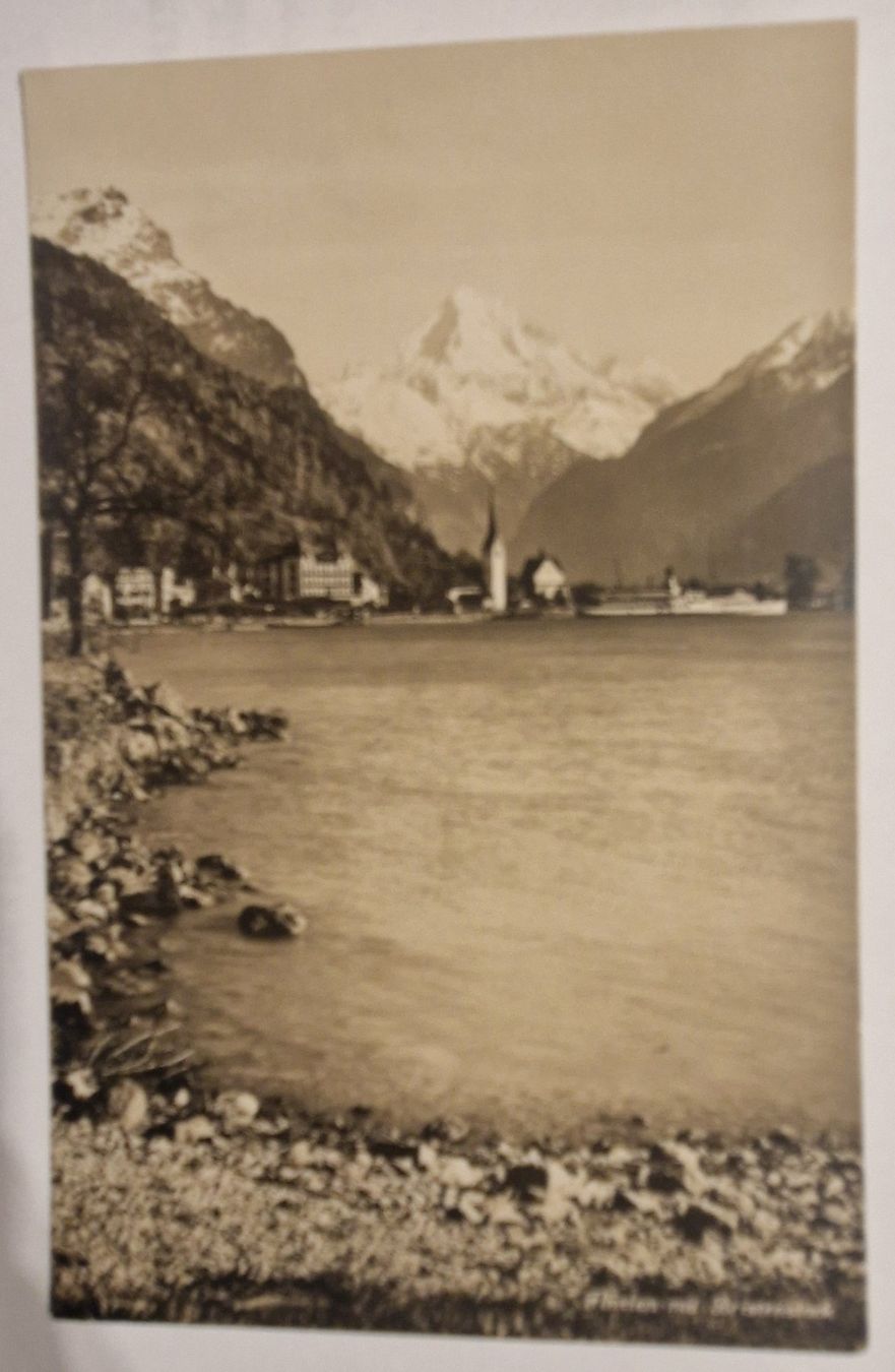 Ansichtskarten: Flüelen mit Brisenstock 1926 – Gebraucht aus Melchnau von Fishel