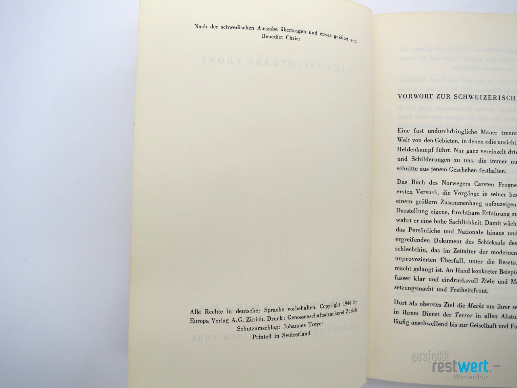Libri: CARSTEN FROGNER Die unsichtbare Front – Usato da Winterthur venduto da Restwert_Winterthur 5
