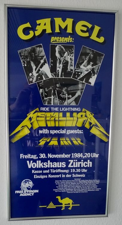 Metallica Tank Plakat 1984 Zürich 