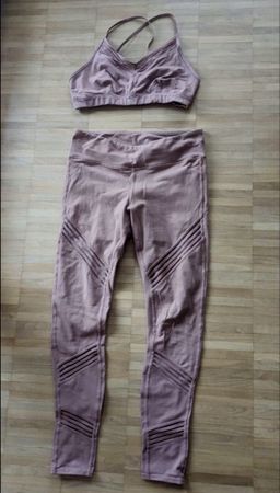 Alo Yoga Fitness Set Rosa Leggings + Sport BH Grösse L