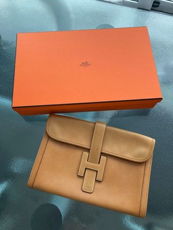 Hermès Jige Pochette, Cuir Courchevel mit Box, der Klassiker