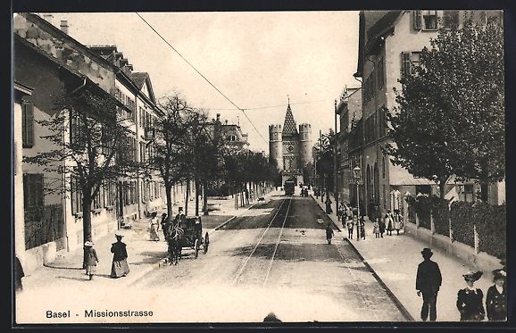 Cartoline postali: Basel, Missionsstrasse mit Strassenbahn  – Usato da Berlin venduto da bartko-reher