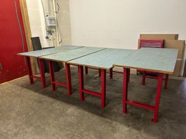 1 Werkbank Tisch mit rotem Gestell, gebraucht, Verstellbar!