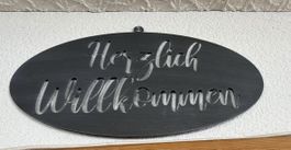 Dekoschild Herzlich Willkommen oval guter Zustand
