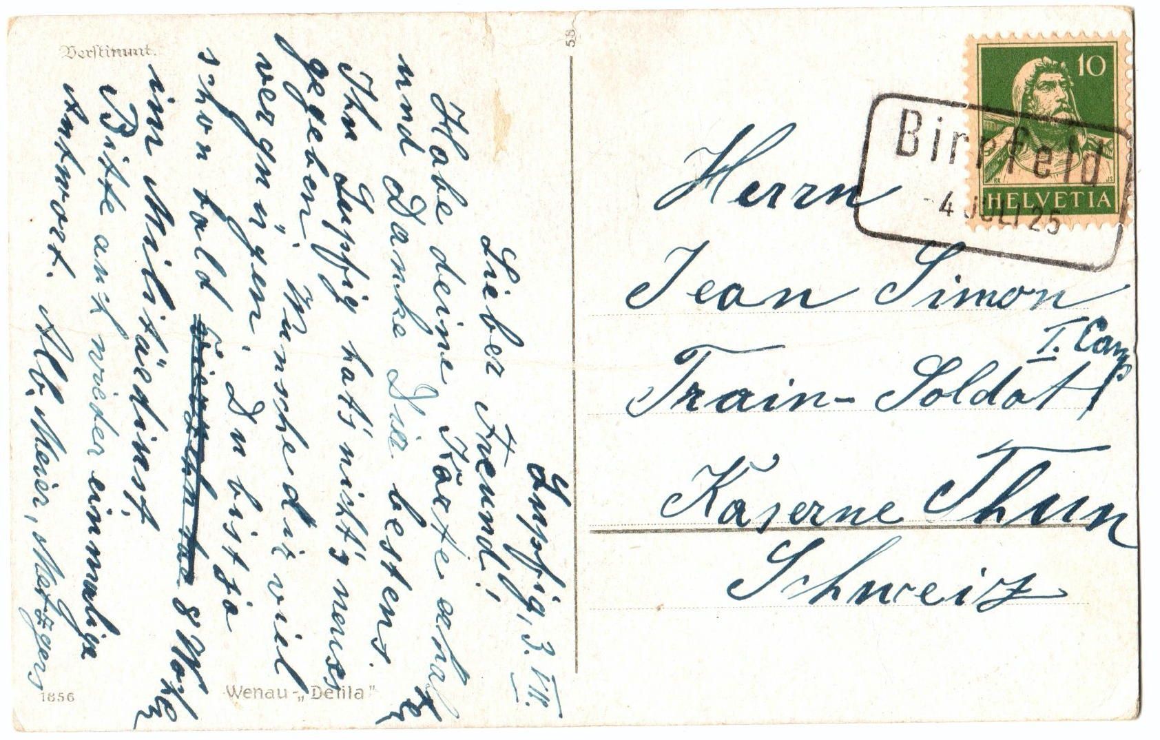 Ansichtskarten: Birrfeld - 1925 - Cachet de gare – Gebraucht aus Chavornay von 4dphila 1