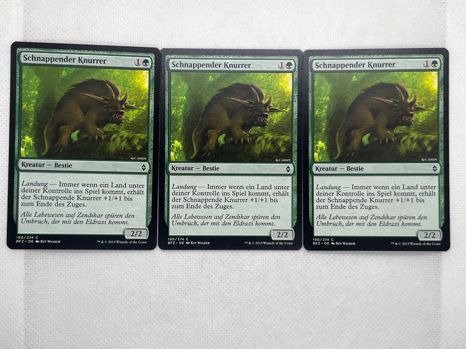 Magic The Gathering Sammelbilder & Trading cards: MTG Schnappender Knurrer BFZ 190 Common 3x – Gebraucht aus Hinterkappelen von Kim1992