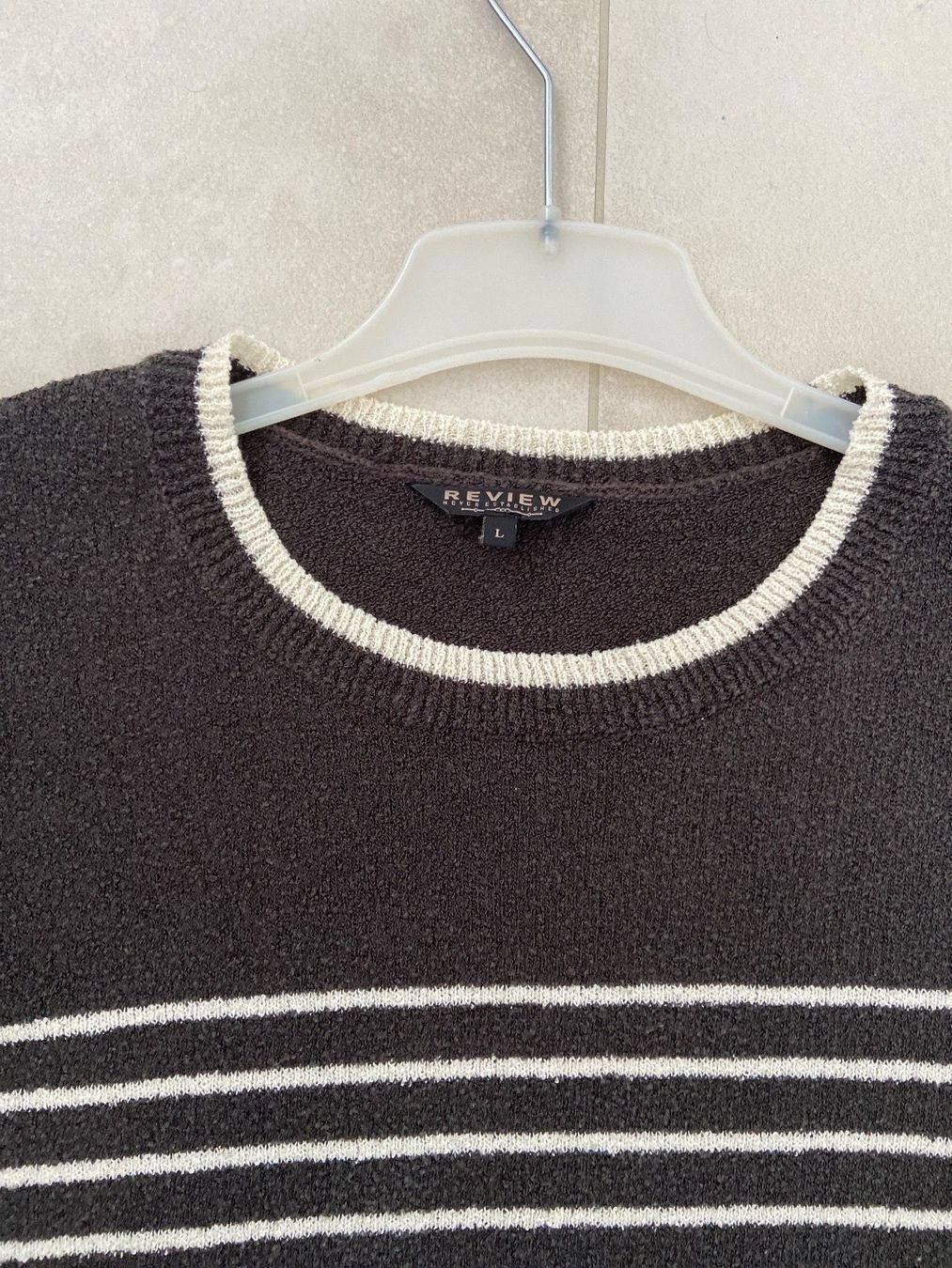Maglioni & Felpe: Dünner Damen Pullover grau / weiss gestreift – Usato da Zug venduto da Hehe 1