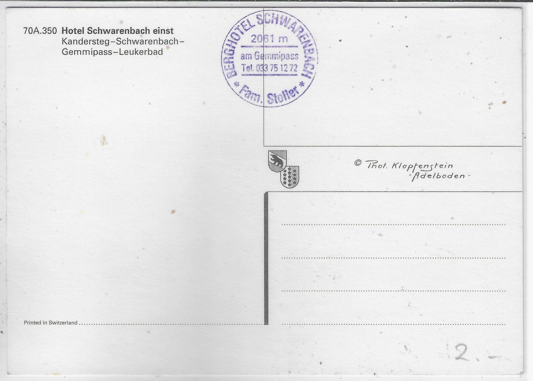 Cartoline postali: Hotel Schwarenbach einst – Usato da Ettingen venduto da Kartenplanet 1