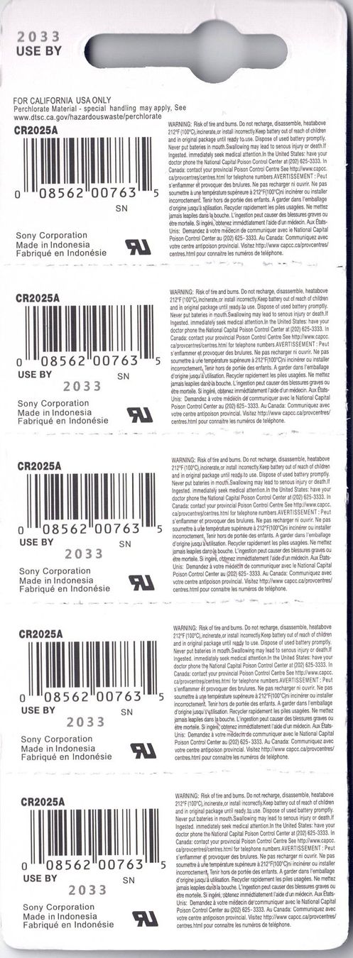 Sony Akkus & Batterien: 5 Batterien Sony CR2025 – Neu und originalverpackt aus Diepoldsau von preisparadies-ch 2