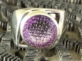 AMETHYST Mandala Carving Silber Ring !!! Grösse: 63