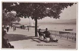 Zürich, Promenade Utoquai, belebt, gelaufen 1915