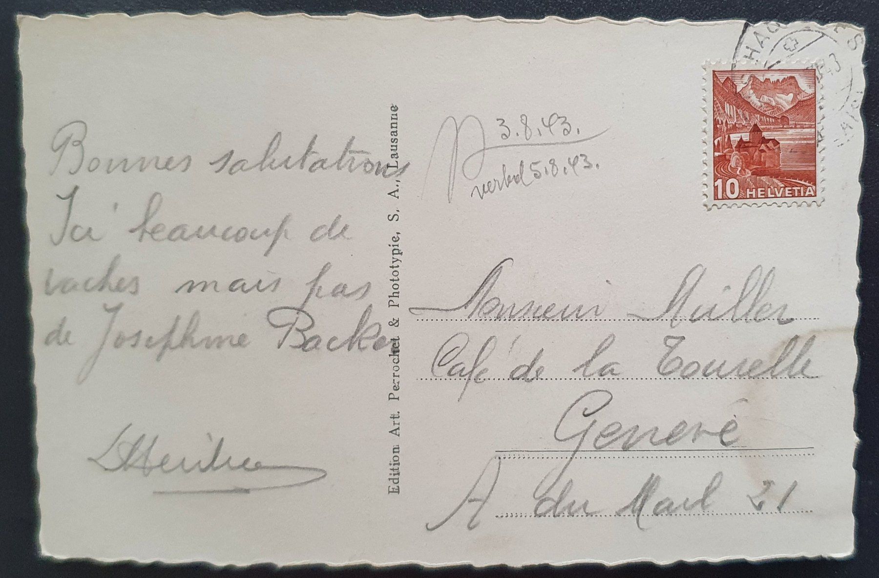Cartoline postali: Arolla 1943 - Chalets de Satarme – Usato da Kreuzlingen venduto da Rschweiz1 1