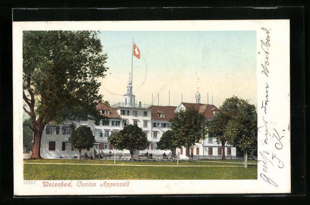 Cartoline postali: AK Weissbad, am Kurhaus, 1901 – Usato da Berlin venduto da bartko-reher