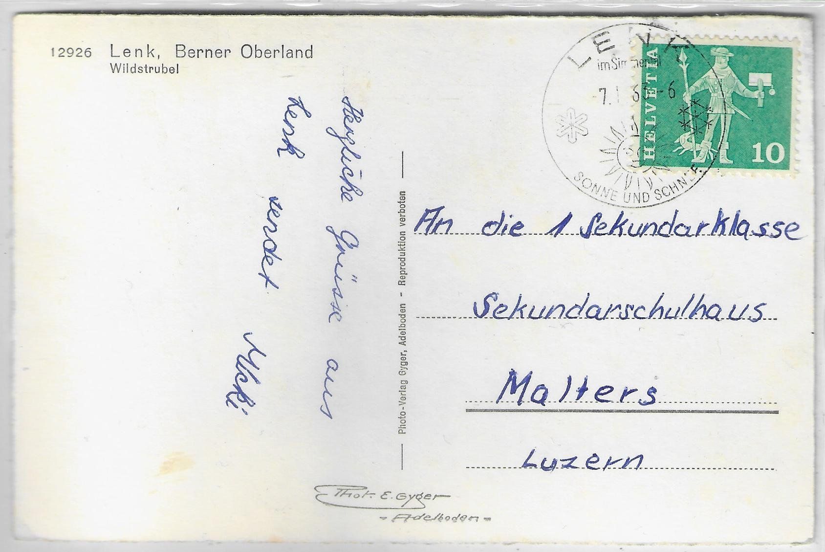 Cartoline postali: Lenk - Im Winter - Photo: E. Gyger – Usato da Ettingen venduto da Kartenplanet 1