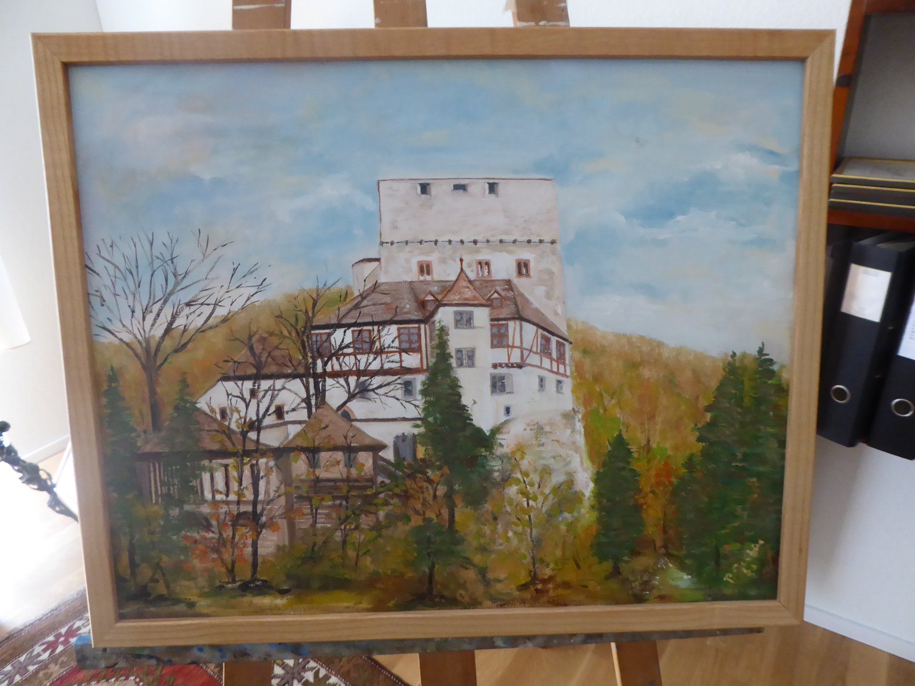 Gemälde: Oel-Gemälde Schloss Angenstein , mit Rahmen 2008 – Gebraucht aus Reinach BL von forelle1937egb