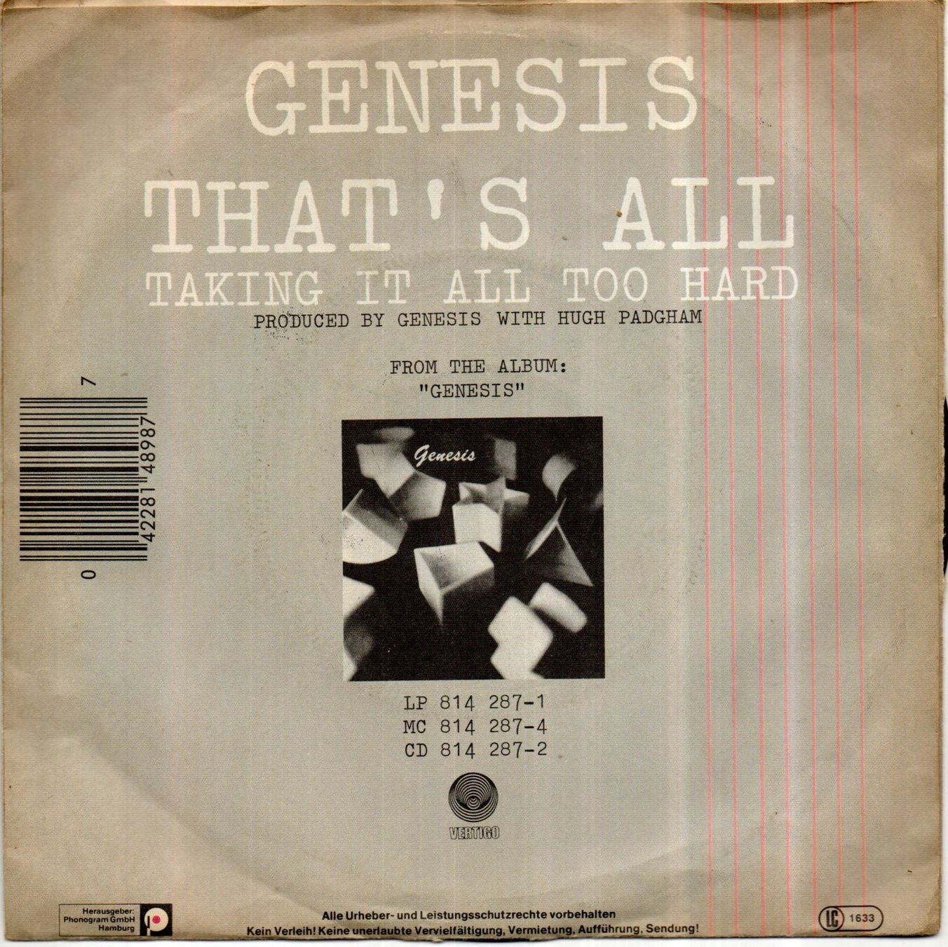 Schallplatten: GENESIS - THAT'S ALL - 1983 – Gebraucht aus Greifensee von scharmant 1