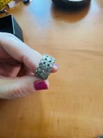 Ring Silber 925 Boho Style drei Reihen breit mit Steinen