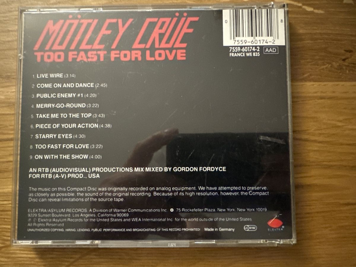 CD: Mötley Crüe - Too Fast For Love CD – Usato da Muhen venduto da Kusi_ 1