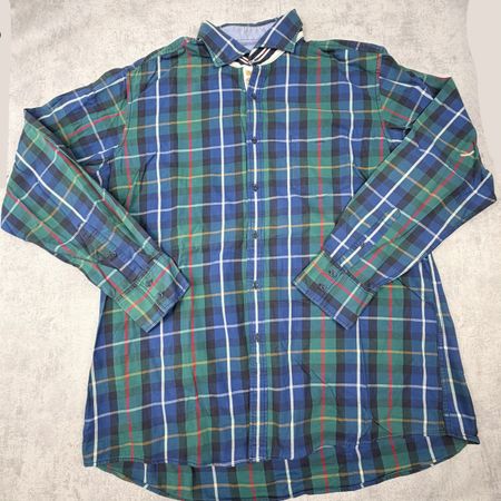 Chemise Pierre Cardin à carreaux vert et bleu - Taille XL