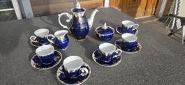 teeservice 6-teilig blau gold guter Zustand