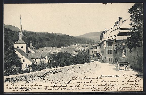 Cartoline postali: Romainmotier, Teilansicht mit Strassenpa – Usato da Berlin venduto da bartko-reher