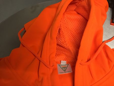 Arbeitsjacke mit Kapuze , Gr. L, Leuchtstreifen