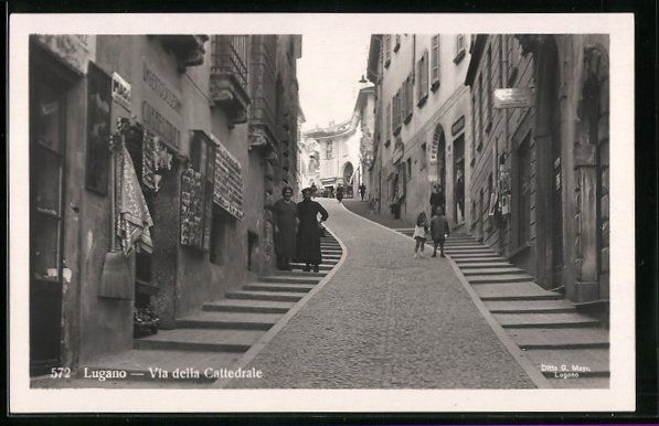 Cartoline postali: AK Lugano, Via della Cattedrale – Usato da Berlin venduto da bartko-reher