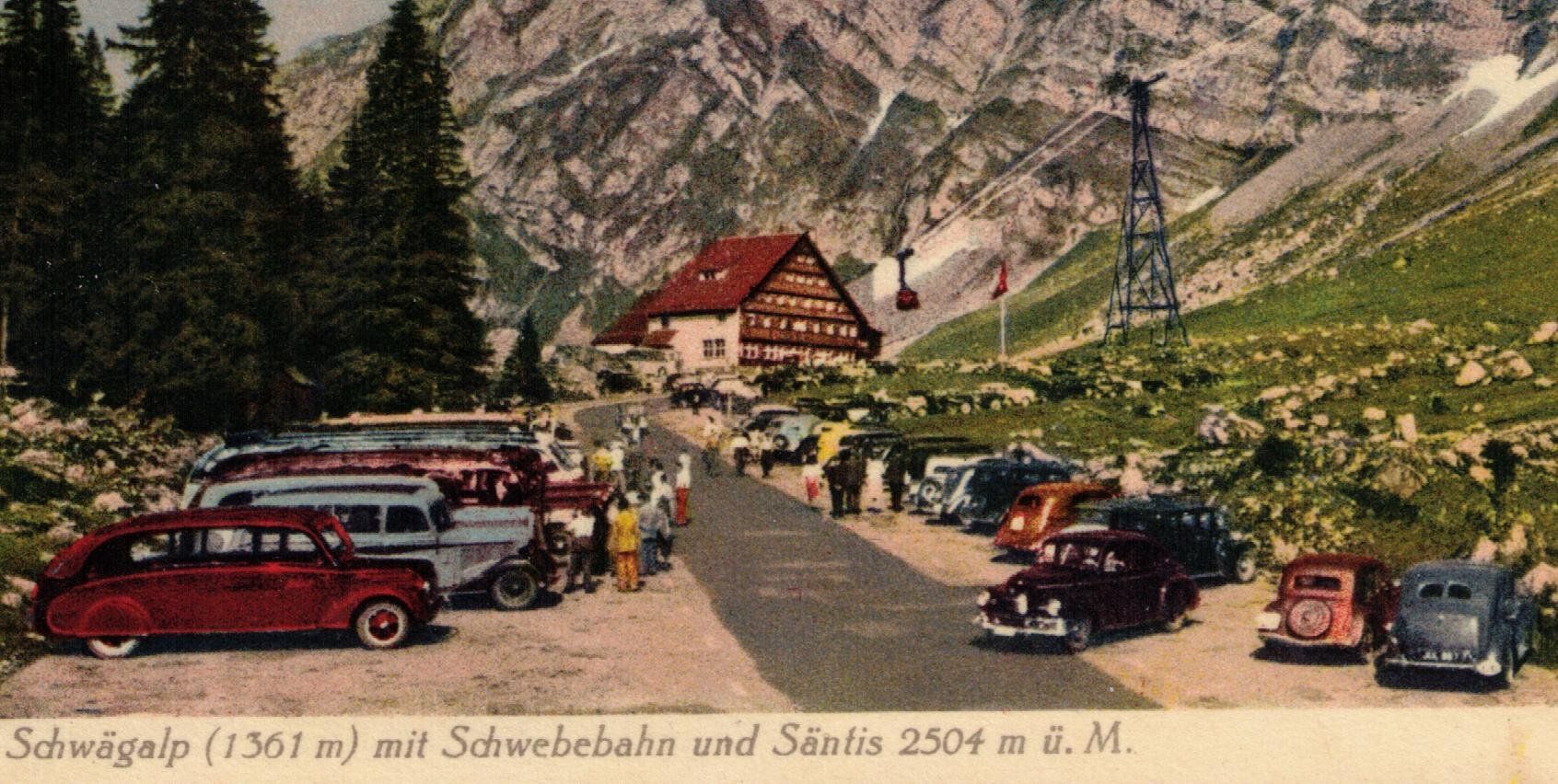 Cartoline postali: SCHWÄGALP mit Säntis_Nr. 27005 fb_OLDTIMER_PWs_Busse !! – Usato da Marthalen venduto da Ch_quality 1