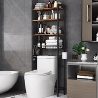 Toilettenregal Badregal WC Regal mit Körben 4 Ebenen Holz