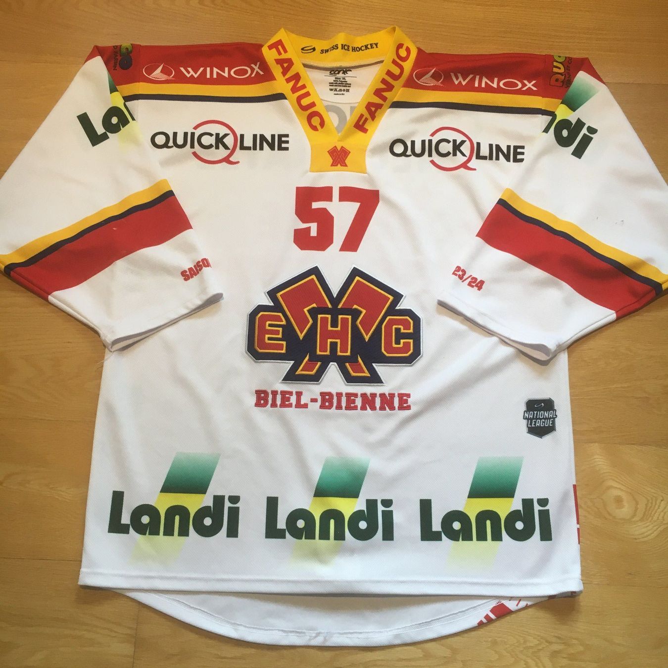Gameworn Canottiere & Pantaloni: Bienne 2023-24 Liekit Reichle game worn – Usato da Bern venduto da Myloulou