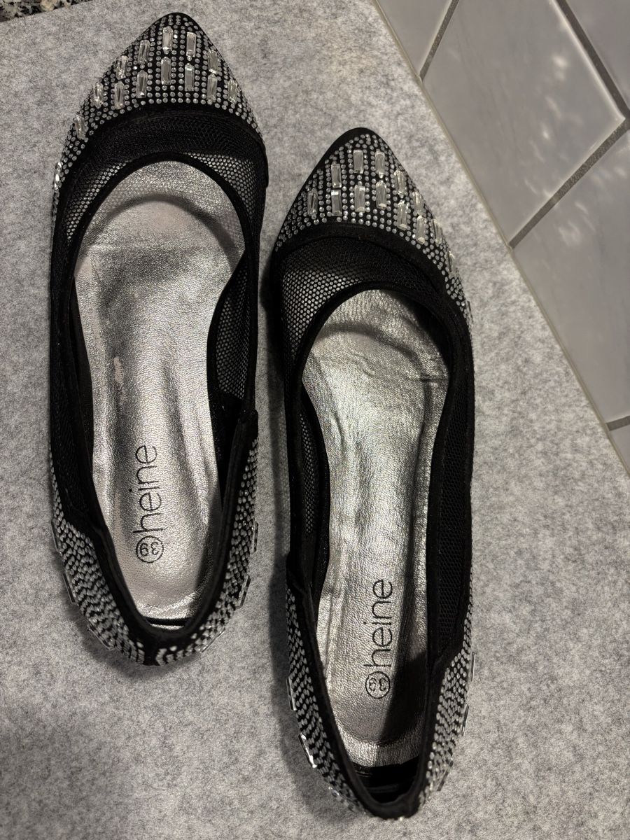 Heine Scarpe da donna: Schwarze Glitzer Ballerinas Gr. 39 – Usato da Uetikon am See venduto da ansi2601 2