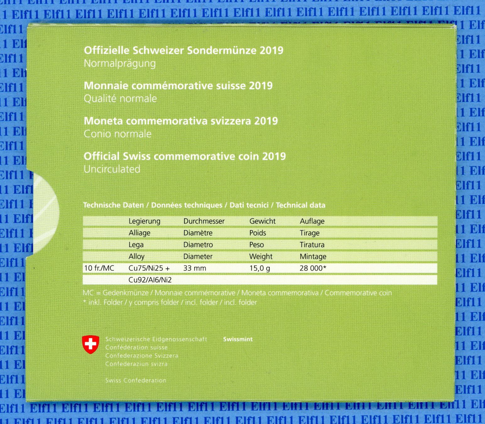 Tutti le monete: CHF__10.00 2019 Reh im Folder stgl 10 Franken – Nuovo e nell'imballaggio originale da Widnau venduto da Elf11 5