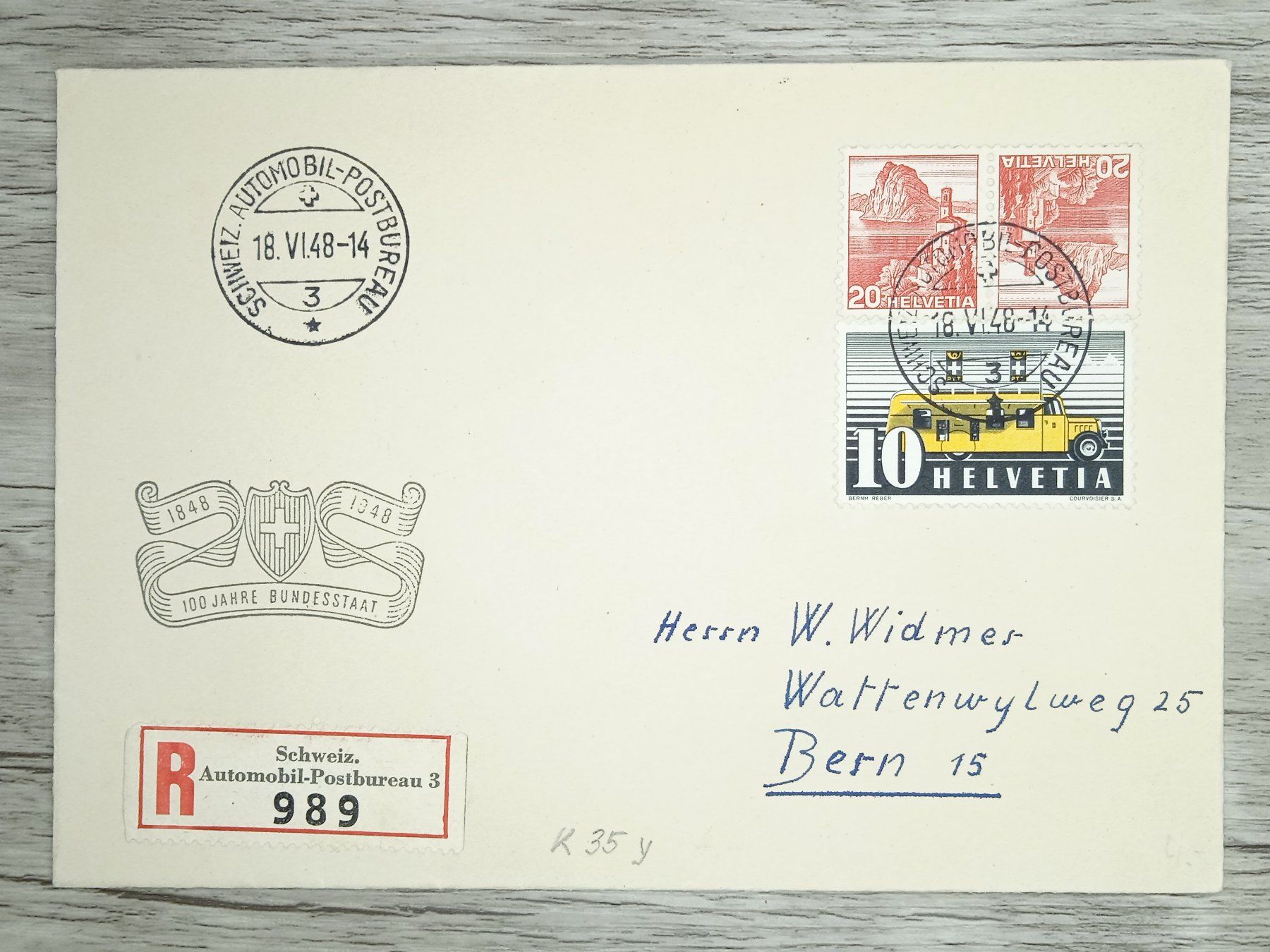 Tutti i francobolli: TR82 Enveloppe + Timbre Suisse 1948 – Usato da Cousset venduto da Patrick_Collections