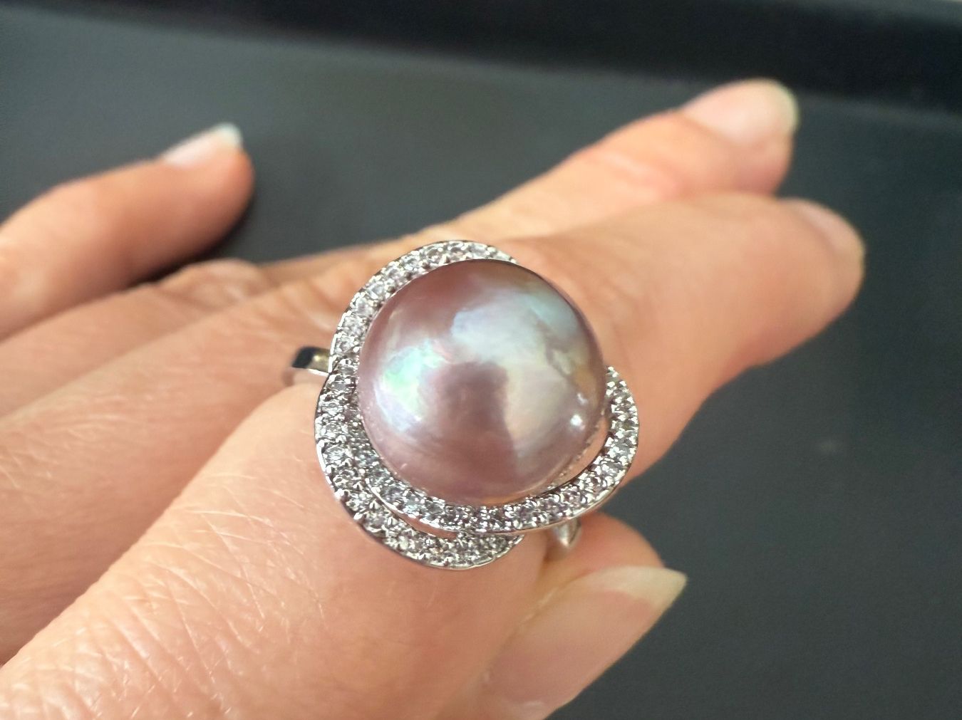 Perle (finte): Traumhaftelila Echte Edison Süsswasserperle Ring – Nuovo (secondo la descrizione) da St. Gallen venduto da Ammora 1