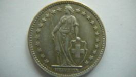 2 Fr. Silbermünze 1958, gut erhalten, Sammlerstück!