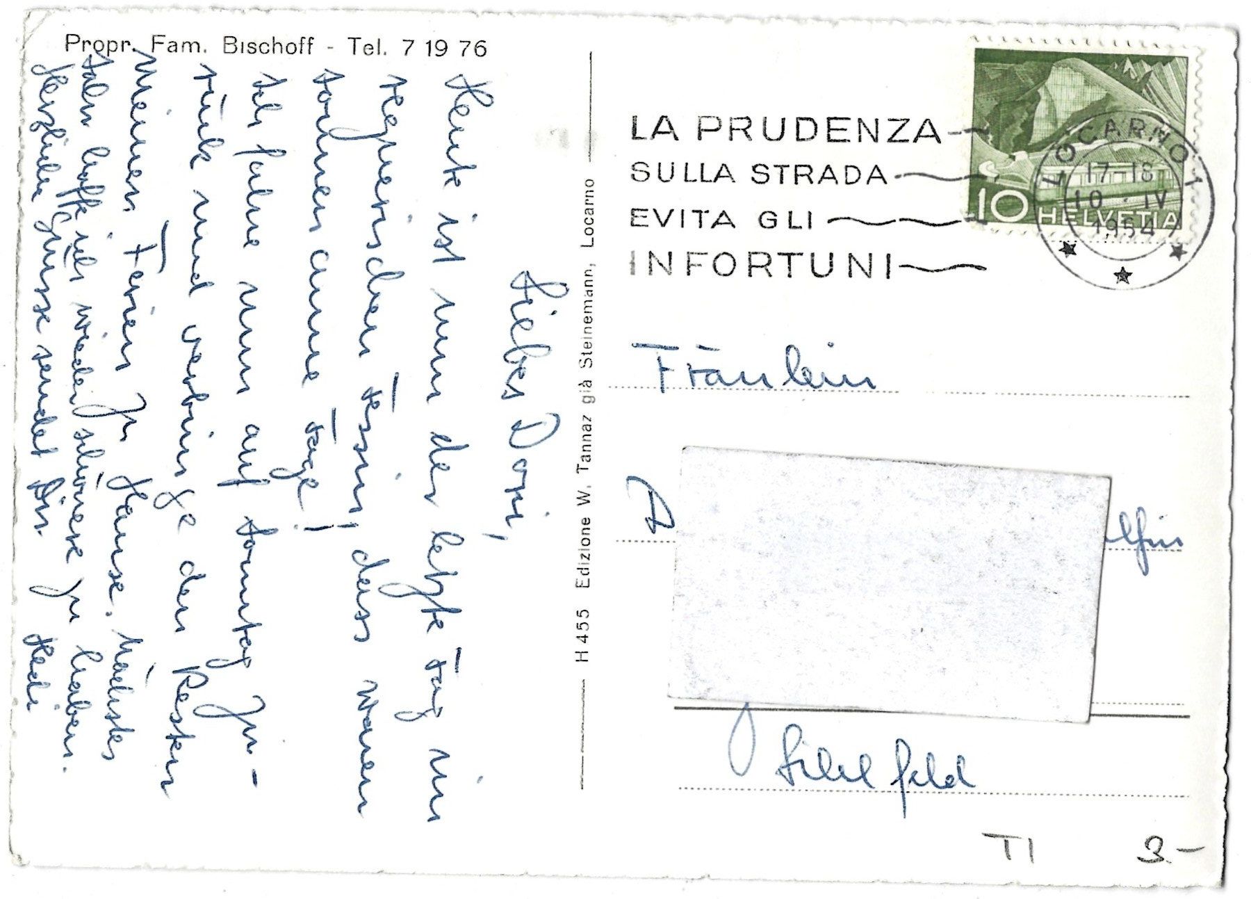 Cartoline postali: Hotel  Pension  Eden.  Locarno – Usato da Bütschwil venduto da Jackson1A 1
