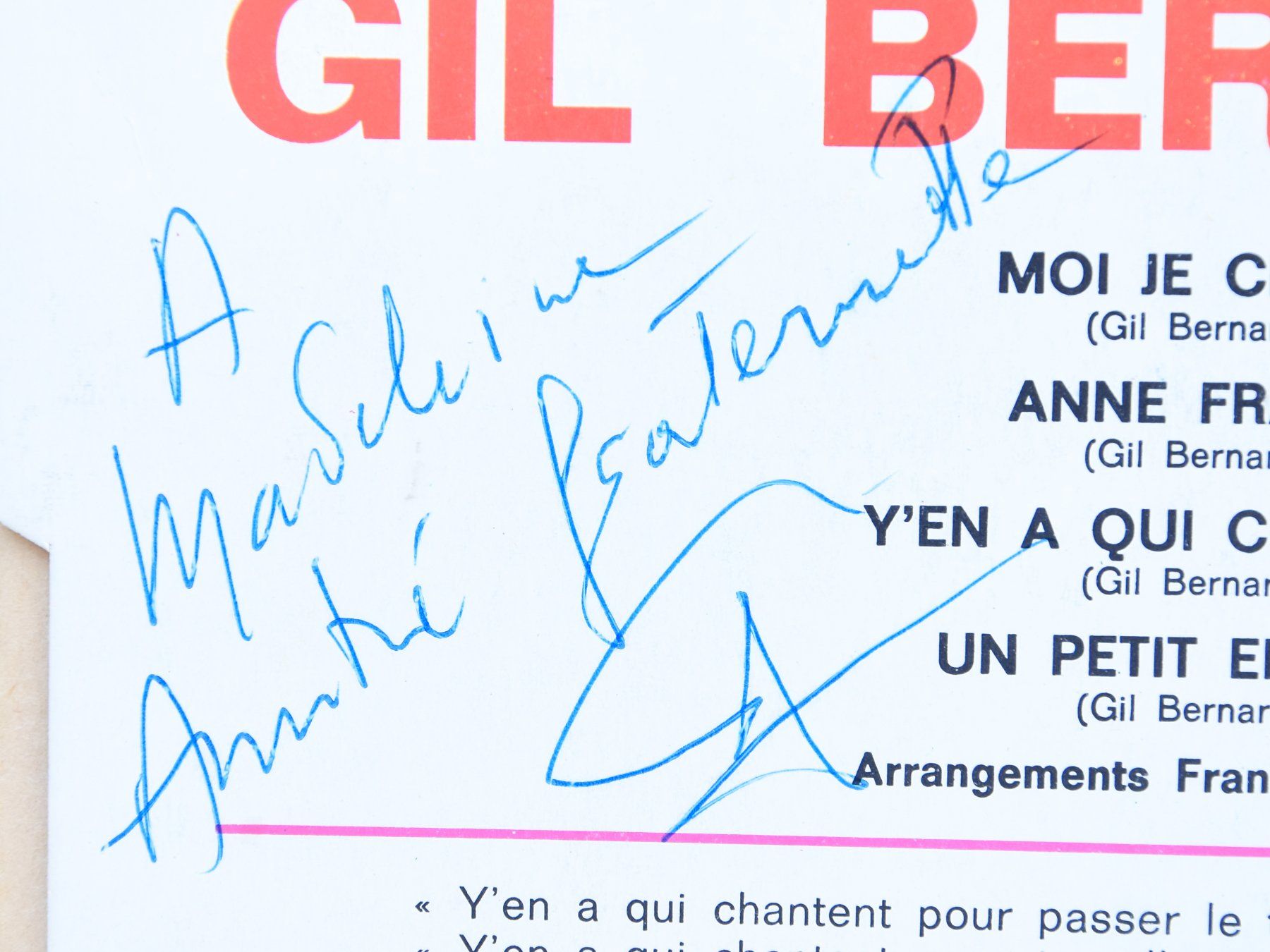 Autografi: Gil Bernard - Disque dédicacé – Usato da Belmont-sur-Yverdon venduto da ag97 1