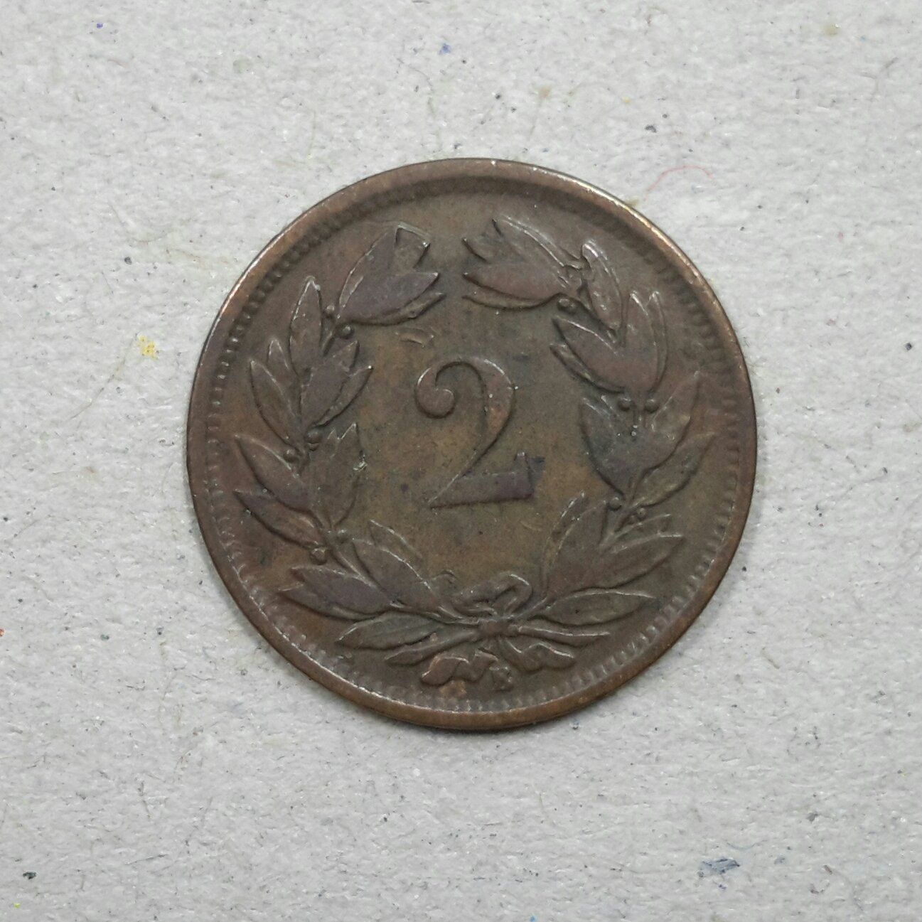 Tutti le monete: 2 Rappen , 1866 , Bronze . – Usato da Burgdorf venduto da Olli.34 1