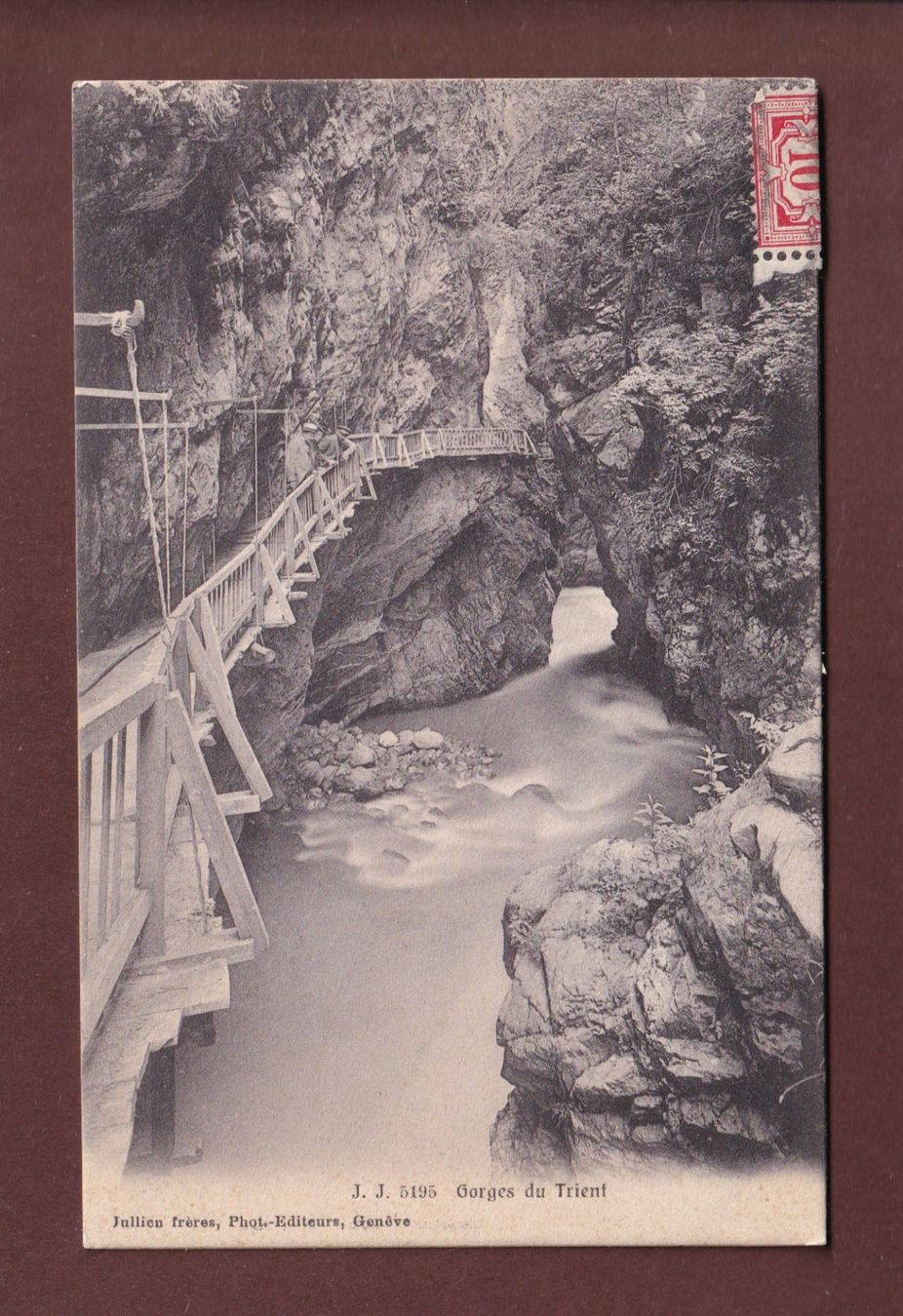 Ansichtskarten: Gorges du TRIENT - 1907 – Gebraucht aus Pully von nicecards
