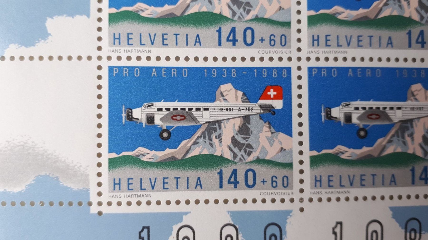 Tutti i francobolli: 1 Kleinbogen Pro Aero 1988 à 8 Marken, postfrisch. – Nuovo (secondo la descrizione) da Seewen SZ venduto da SuperpumaDisplayTeam 3