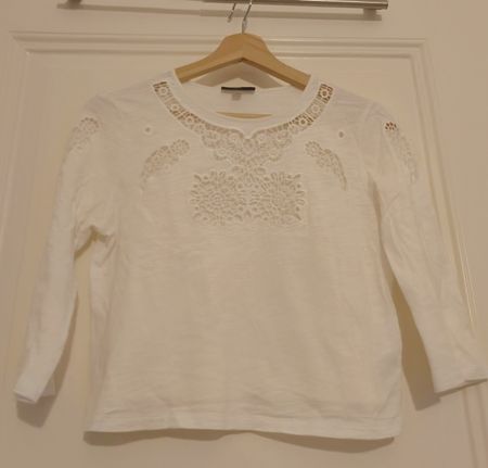 Elegantes weisses Oberteil mit Spitze, Grösse S/36