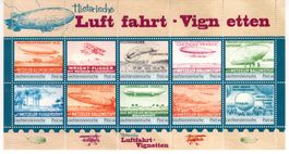 Bereits als Sonderblock, historische Luftfahrtvignetten.