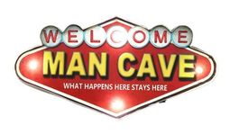 WELCOME MAN CAVE LED Blechschild