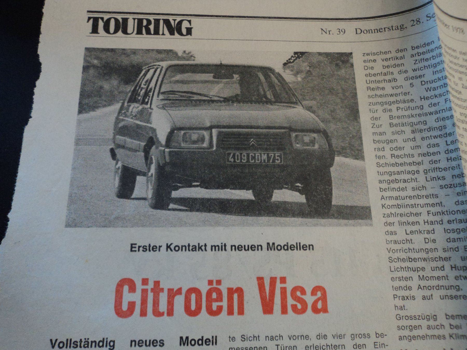 Citroën Documenti: Prospekt Test AR Citroen Visa 1978 – Usato da Schwarzenburg venduto da modelCARama