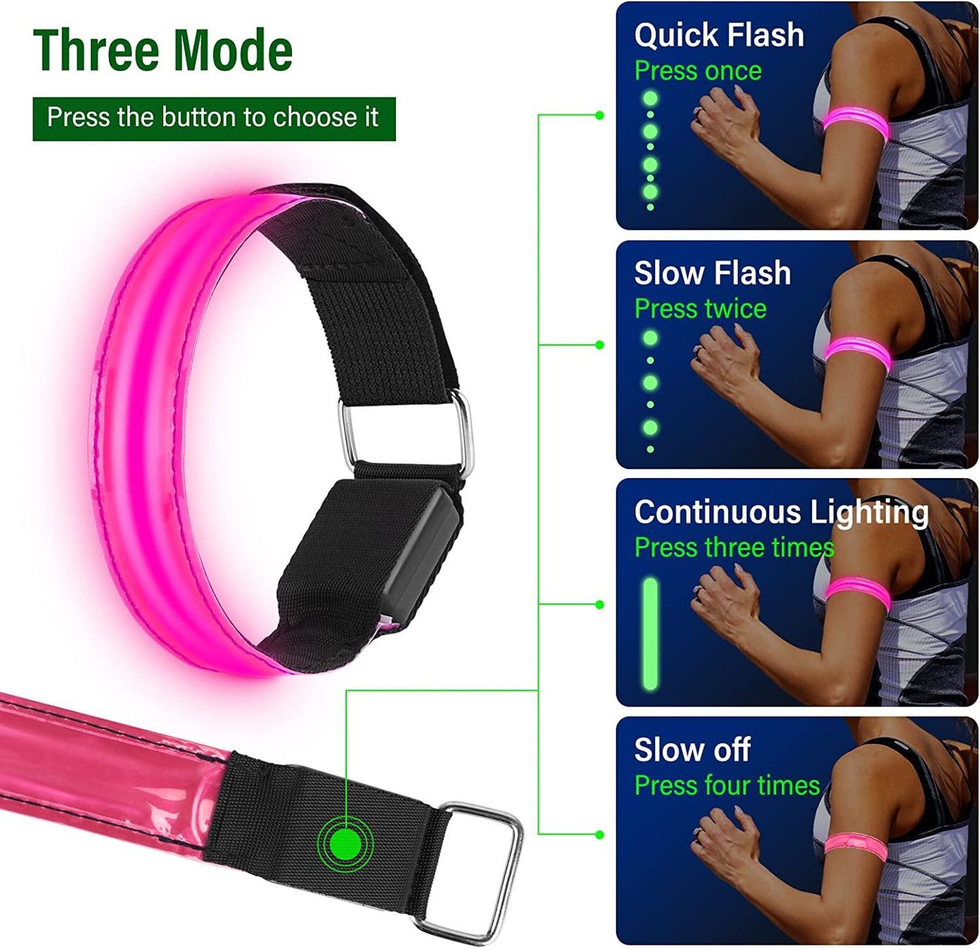 Bracciali & Braccialetti: LED Armband leuchtet hell - verstellbar – Nuovo e nell'imballaggio originale da Diepoldsau venduto da preisparadies-ch 3
