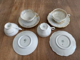 Mokkatasse aus Porzellan, Goldrand, Weiss 