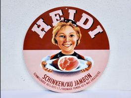 ALTES REKLAME BLECHSCHILD HEIDI KÄSE SCHMELZKÄSE SCHINKEN