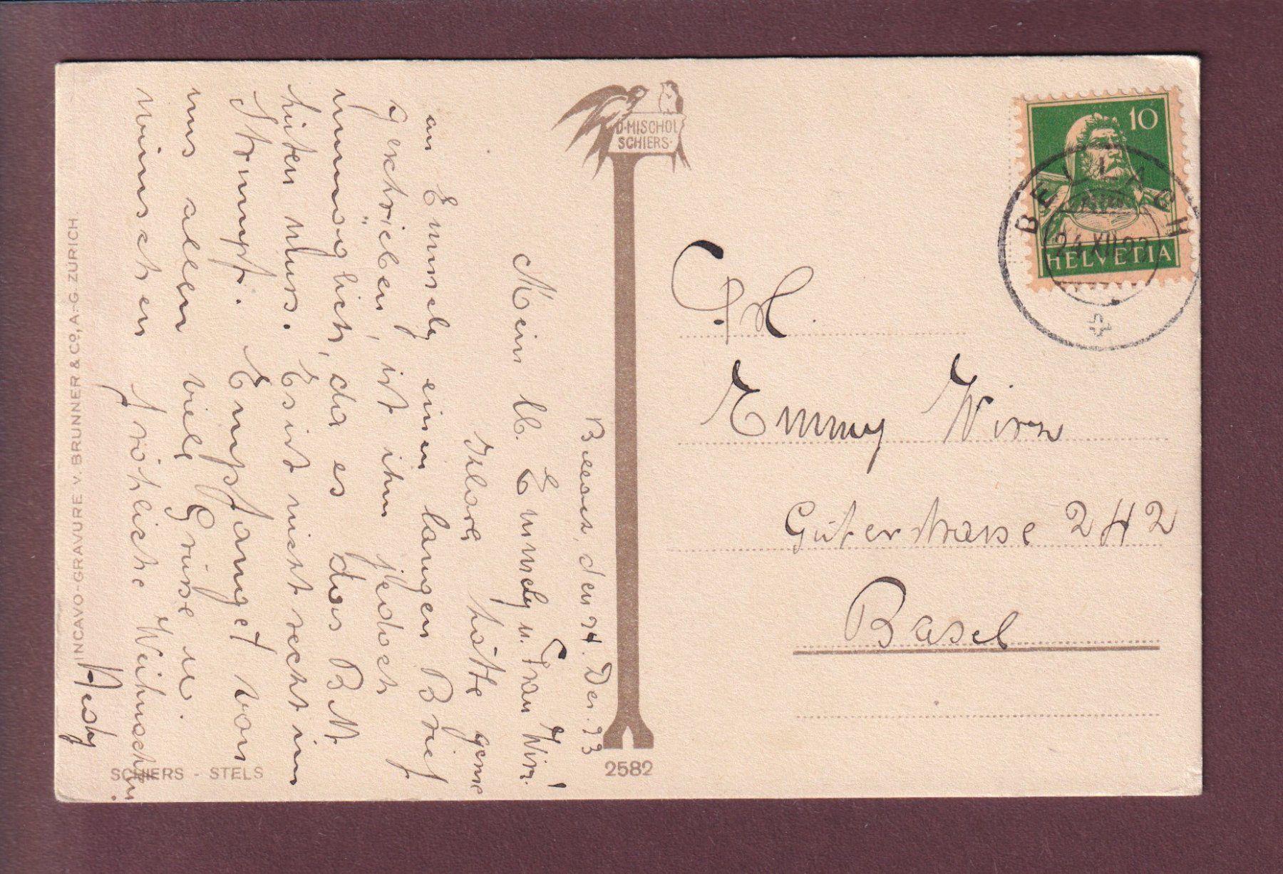Cartoline postali: Heimat - SCHIERS - Stels - 1923 – Usato da Pully venduto da nicecards 1