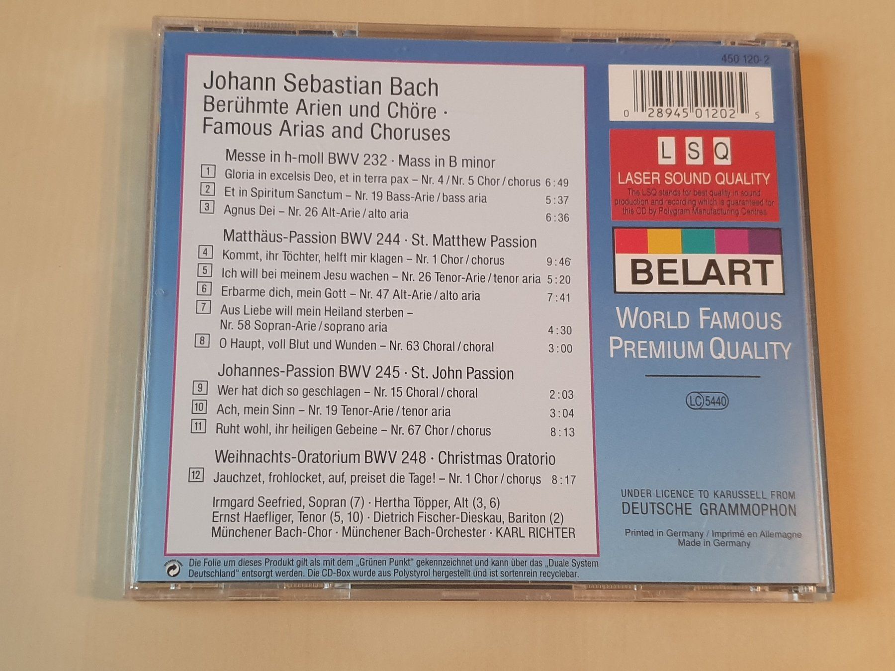 CDs: Bach Berühmte Arien und Chöre – Gebraucht aus Stansstad von collectorsshop 1