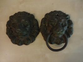 2 Stk (Paar) Löwenköpfe Türklopfer Gusseisen/Bronze? Vintage